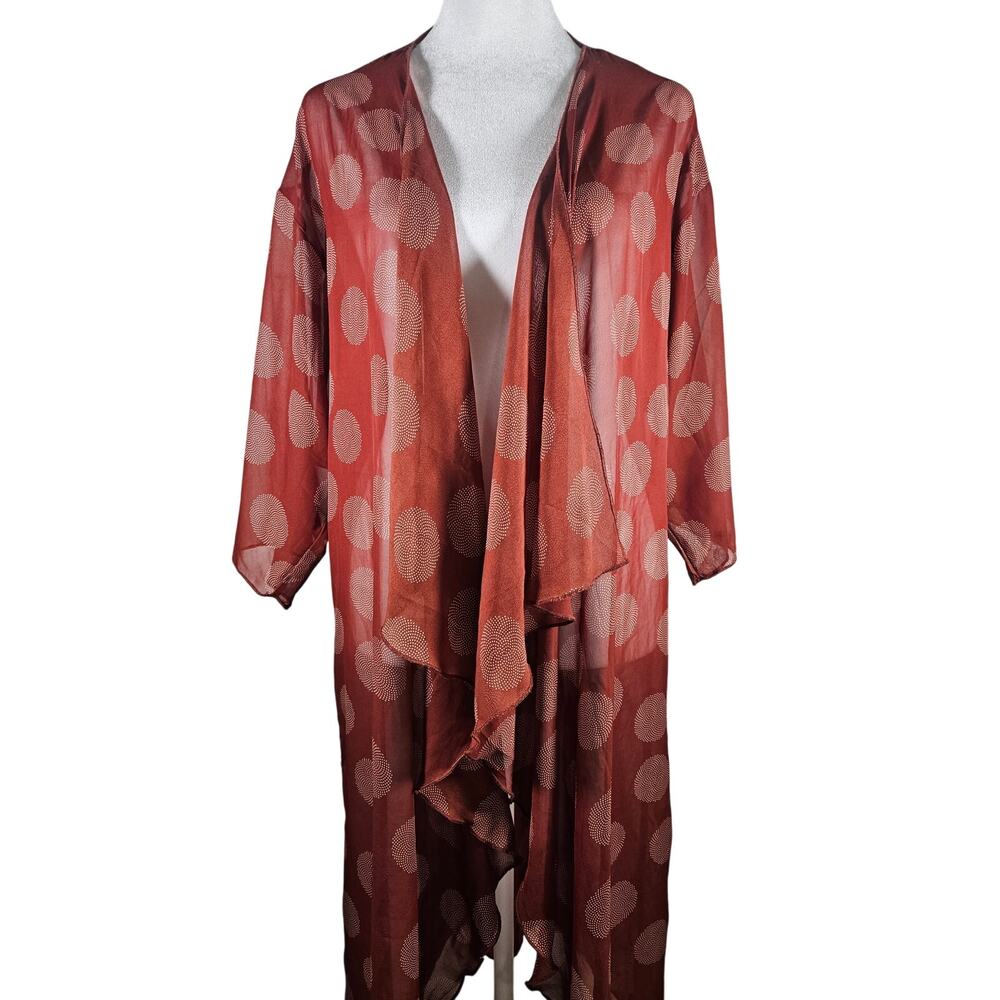 LuLaRoe Women's Lightweight‎ Cardigan Size Medium Brick Red and White